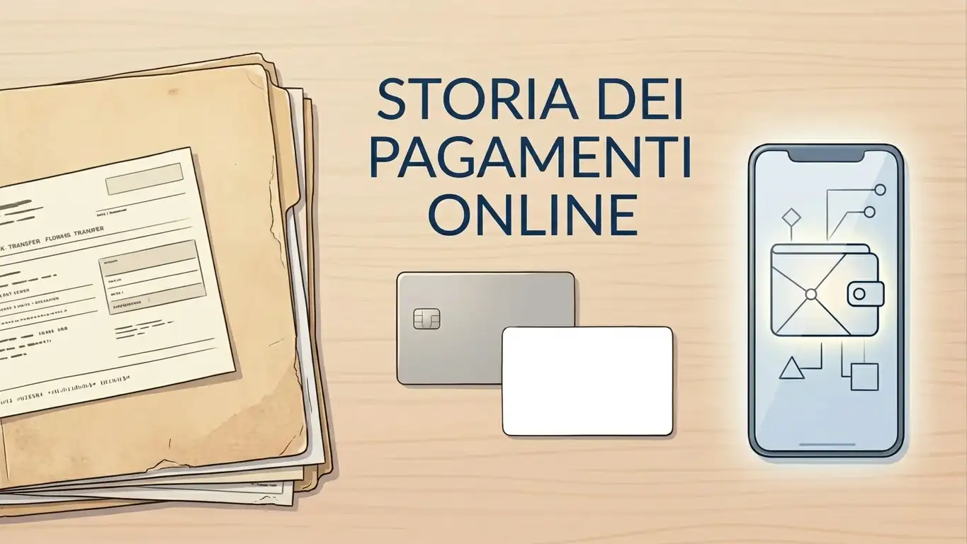 Illustrazione editoriale di carte, portafoglio digitale, bonifico e ricevuta con impostazione d'archivio, senza loghi reali